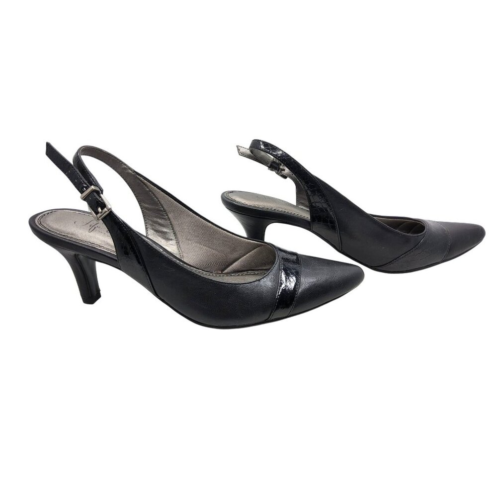Life Strides Womens "Sassy" Sling Back Pointed Toe Open Back 3" Heel Pumps - Picture 5 of 8